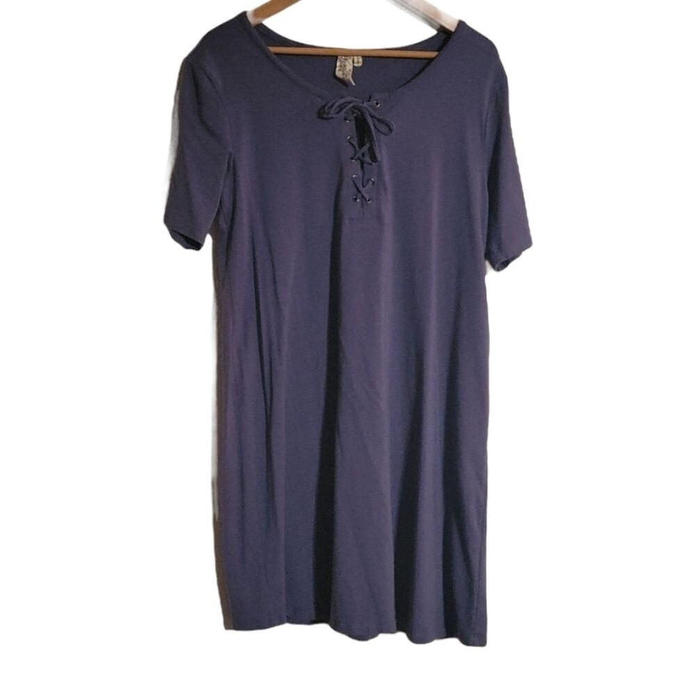 Aventura | Lace Up Front Casual Dress Organic Cotton Travel Outdoors Shift L